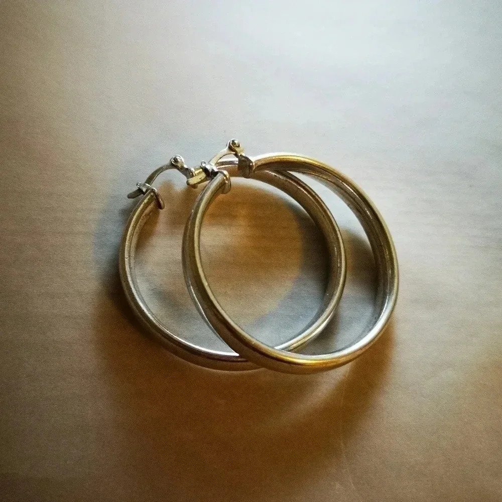 Large silver tone hoops